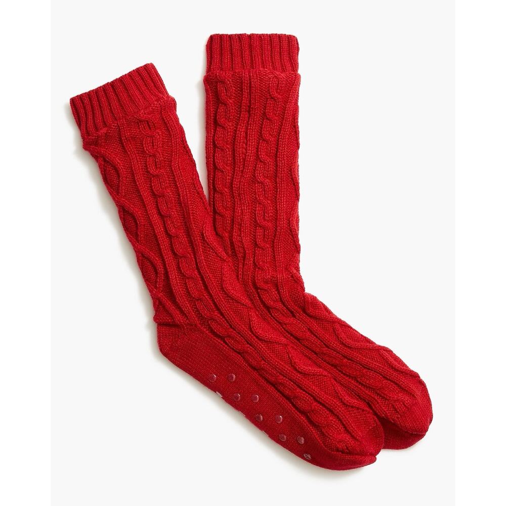 New J.crew‎ Women Red Slipper Socks $29.50 Non-slip